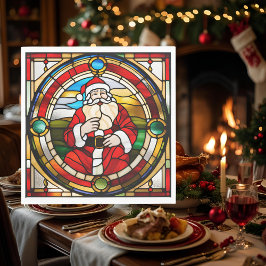 Faux Stached Glass Sitta Santa Napkins Pappersservett
