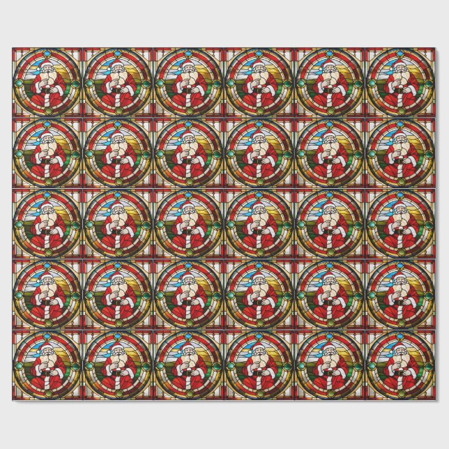 Faux Stached Glass Sitta Santa Napkins Presentpapper (Platt)