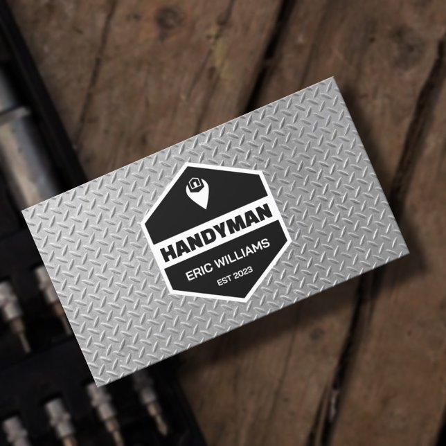 Faux stamped metal texture handyman Business Card Visitkort (Skapare uppladdad)