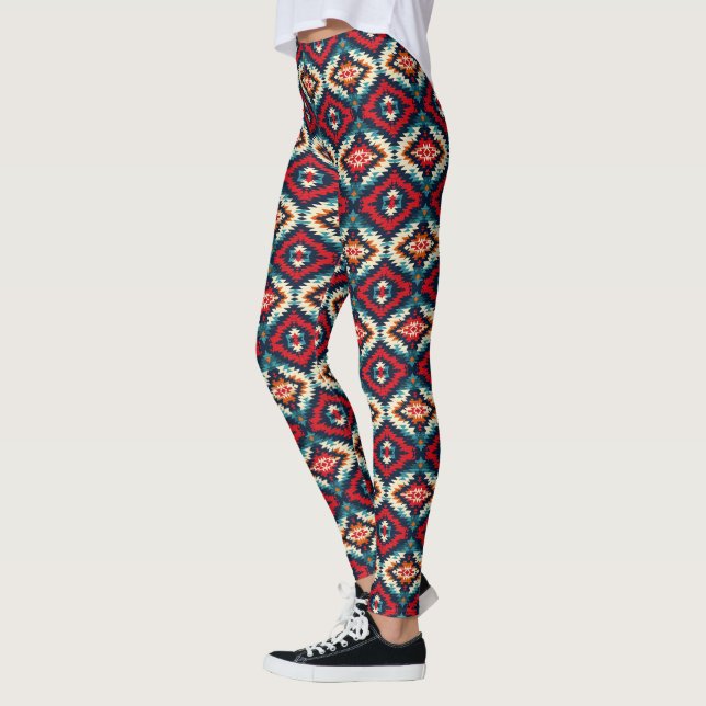 Faux sticka Aztec tiled mönster Leggings (Vänster)