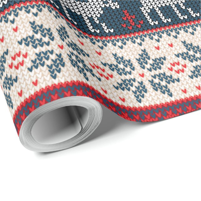 Faux Sticka Mönster jul Helgdag Presentpapper (Rullad Hörn)