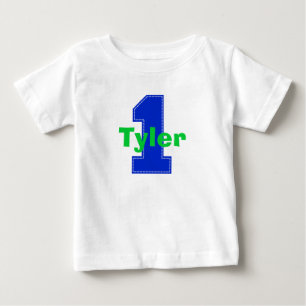Faux Stitch First Birthday Shirt Blue Tröja