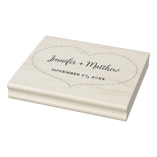 Faux Stitched Boho Heart Personlig Bröllop Stämpel (Stämpel)