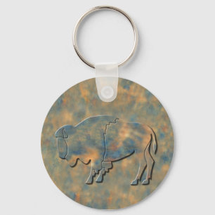 Faux Stone Bison Nyckelring
