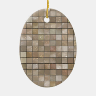 Faux Tan Golv Tile-bild Julgransprydnad Keramik