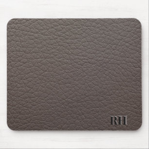 Faux Taupe Leather Anpassningsbar Monogrammed Init Musmatta