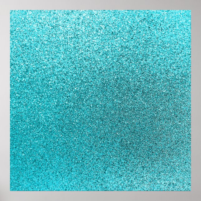 Faux Teal Blue Glitter Background Gnistra Struktur Poster (Framsidan)