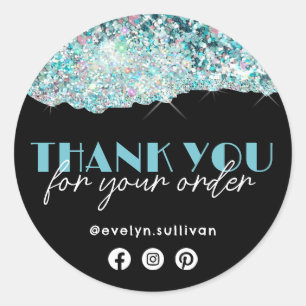 Faux Teal Chunky Glitter Tack Sticker Runt Klistermärke