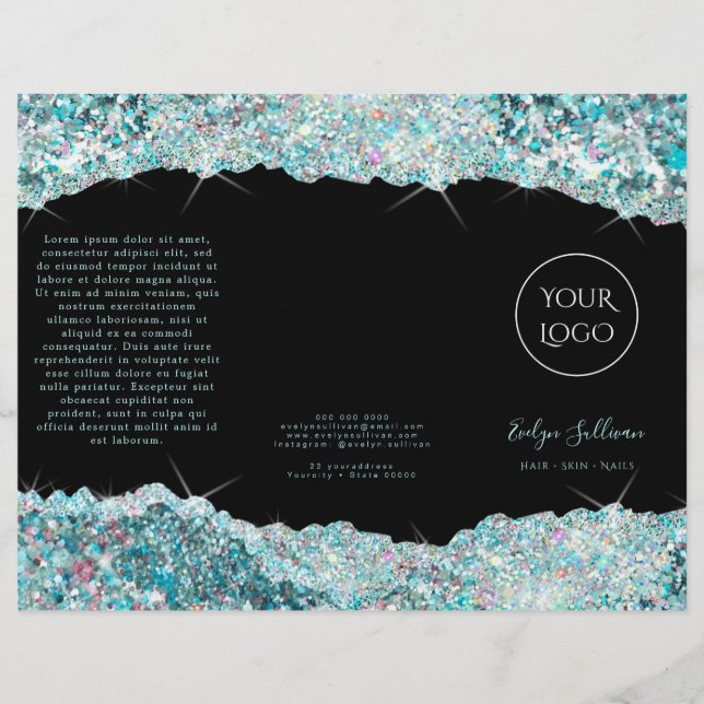 Faux teal glitter brochure (Framsida)