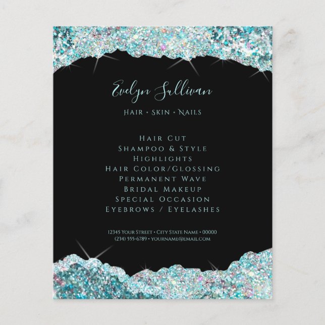 Faux teal glitter flyer (Framsidan)