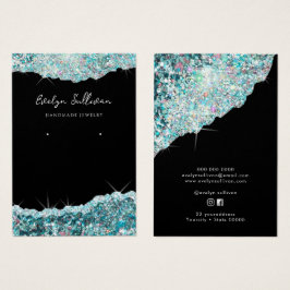 Faux teal glitter jewelry visning card visitkort