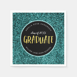 Faux Teal Glitter Student Studenten Pappersservett