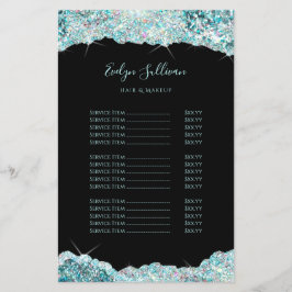 Faux teal iridescent glitter pris list flyget flygblad