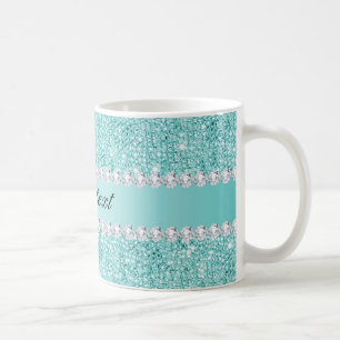 Faux teal Sequins och diamanter Kaffemugg