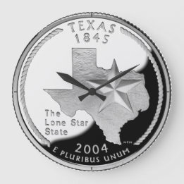 Faux Texas State Quarter Clock Stor Klocka