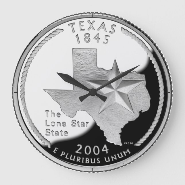 Faux Texas State Quarter Clock Stor Klocka (Framsida)