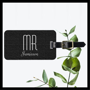 Faux Textured Black Burlap MR Anpassningsbar Lugga Bagagebricka