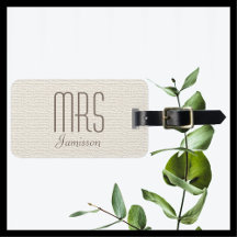 Faux Textured Burlap Mrs Anpassningsbar Luggage Ta