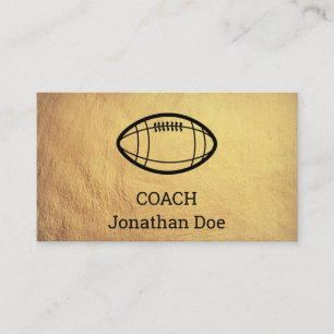 Faux Textured Guld Football Coach Affärskort Visitkort