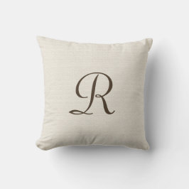 Faux texturerad rektal burlap monogram fyrkant kudde