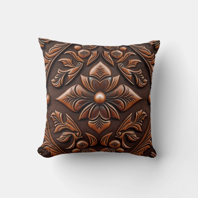 Faux Tooled Leather Kudde (Framsida)