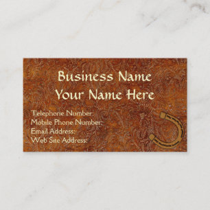 Faux Tooled Leather, Rodeo Bronco Horse Biz Cards Visitkort