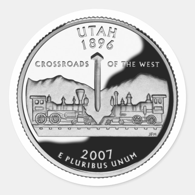Faux Utah-statskvartal Runt Klistermärke (Framsida)