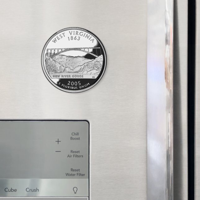 Faux Väster Virginia State Quarter Magnet (In Situ (Fridge))