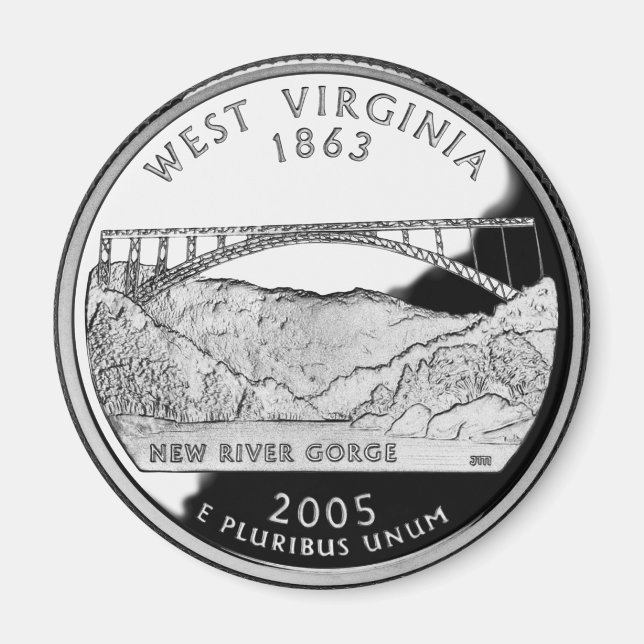 Faux Väster Virginia State Quarter Magnet (Framsidan)