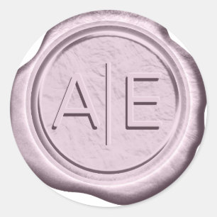 Faux Vax Bröllop Initialer Lt Mauve ID967 Runt Klistermärke