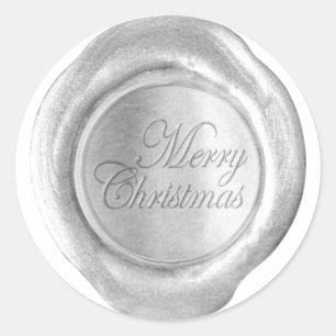 Faux Vax Sälar - Silver Script - God jul Runt Klistermärke