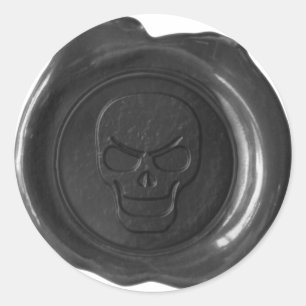Faux Vax Seal - Black - Skull 01 Runt Klistermärke