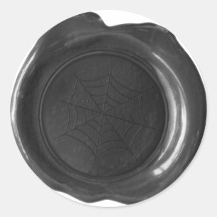 Faux Vax Seal - Black - SPINDELNÄT Runt Klistermärke
