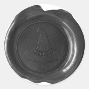 Faux Vax Seal - Black - WITCH HAT Runt Klistermärke