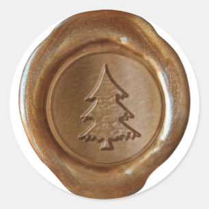 Faux Vax Seal - Koppar - JULGRAN II Runt Klistermärke