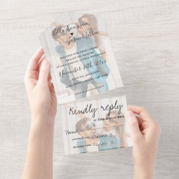 Faux Vellum Effect Monogram multifoto Bröllop