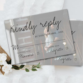 Faux Vellum Effect Photo Bröllop OSA Card