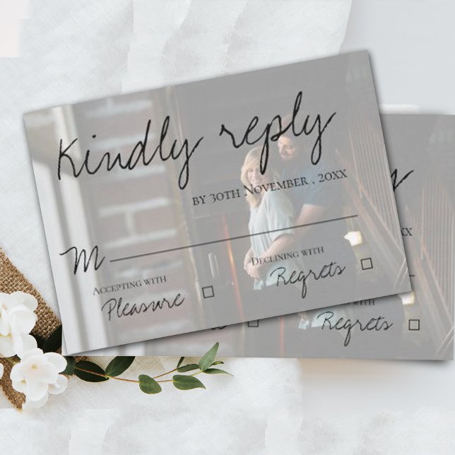 Faux Vellum Effect Photo Bröllop OSA Card (Skapare uppladdad)