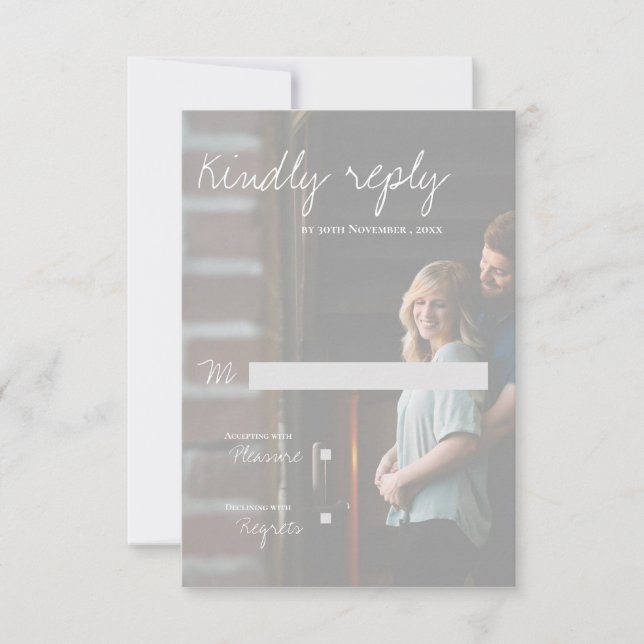 Faux Vellum Effect Photo Elegant Modern Bröllop OSA Kort (Framsida)