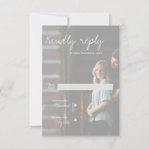 Faux Vellum Effect Photo Elegant Modern Bröllop OSA Kort