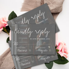 Faux Vellum Effect Photo Script Elegant bröllop OSA Kort