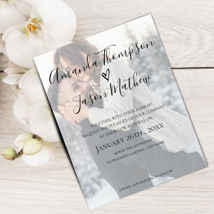Faux Vellum Effect Photo Vow Renewal-inbjudan Inbjudningar