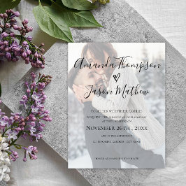 Faux Vellum Effect Photo Wedding bjudande Inbjudningar