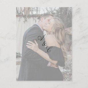 Faux Vellum Elegant Script Photo Save Date Inbjudan Vykort