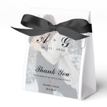 Faux Vellum Photo Monogram Tack Bröllop