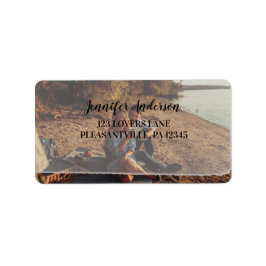 Faux Vellum Photo Overlay Anpassningsbar Returadre Adressetikett