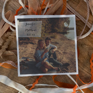 Faux Vellum Photo Overlay Personligt bröllp Pappersservett