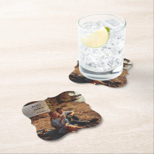 Faux Vellum Photo Overlay Personligt bröllp Underlägg Papper