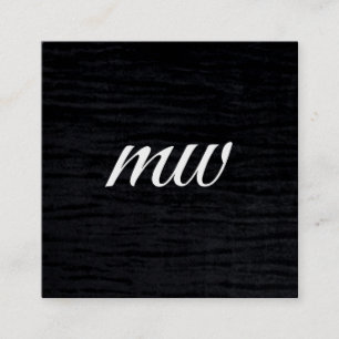 Faux Velvet Black Print med Monogram Fyrkantigt Visitkort