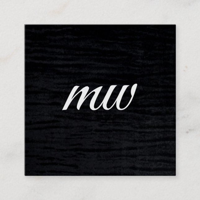 Faux Velvet Black Print med Monogram Fyrkantigt Visitkort (Framsida)